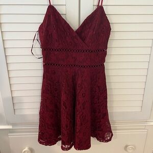 lace flowy red dress